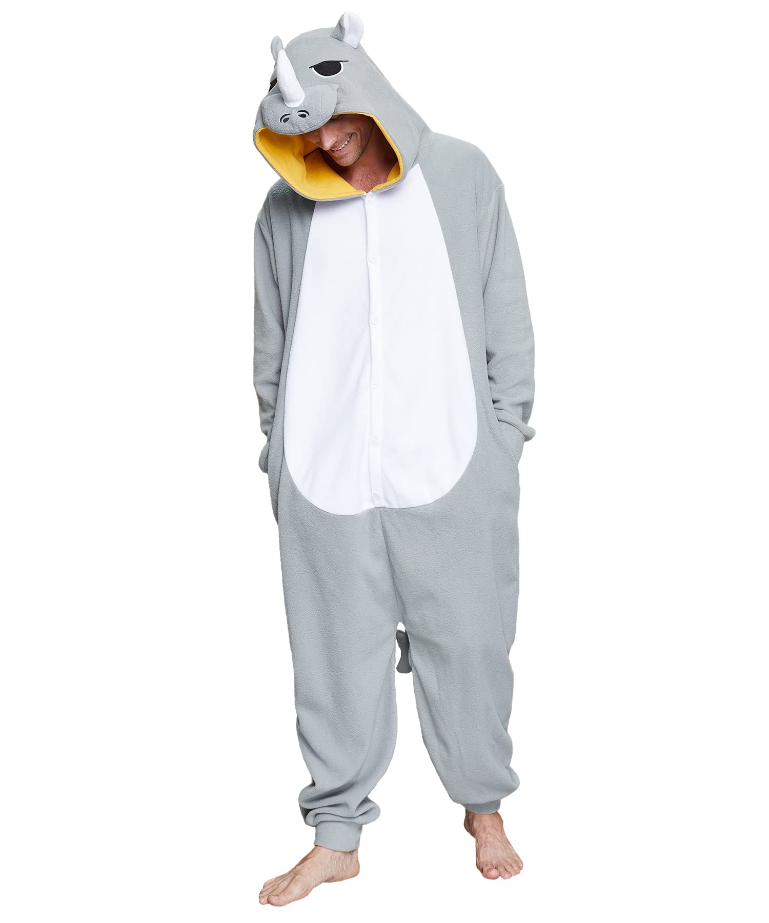 Dodheah Onesie Rhinocéros Cosplay Adulte Costumes d'halloween Pyjamas Combinaisons d'animaux Vêtements de Nuit Loungewear