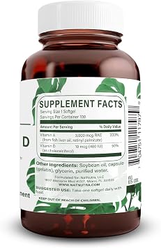 Natural Nutra Vitamin A and D, 10000 IU & 400IU, 100 Softgels
