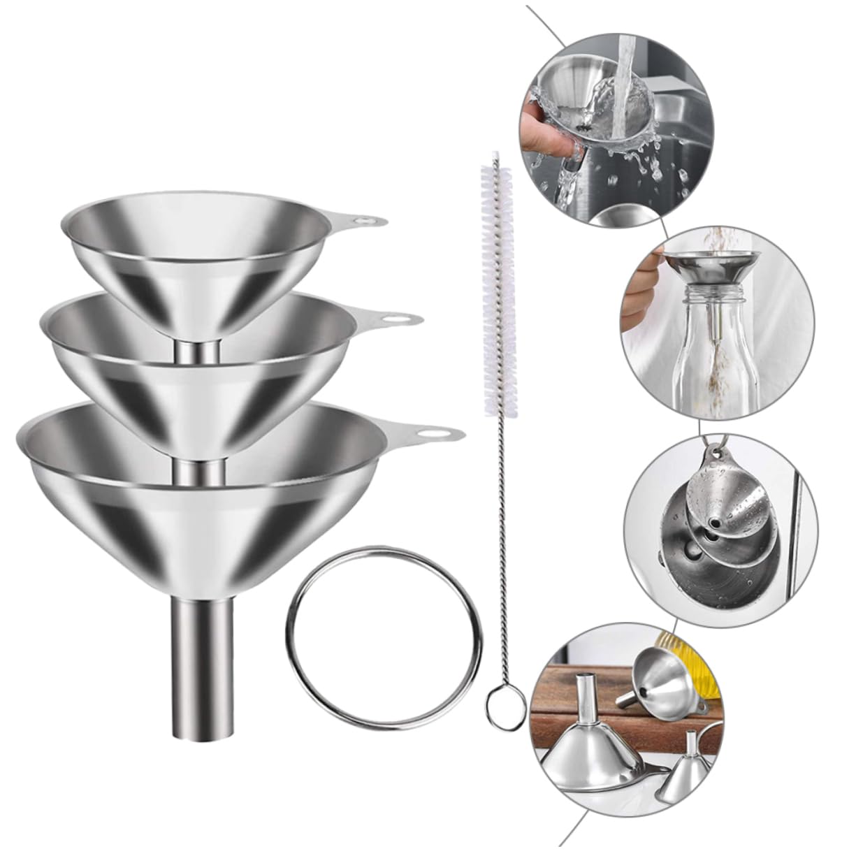 LABRIMP Imbuto in Acciaio Inox Per Cucina Per Trasferire Olio Liquidi Gancio Per Spazzola Accessorio Da Cucina