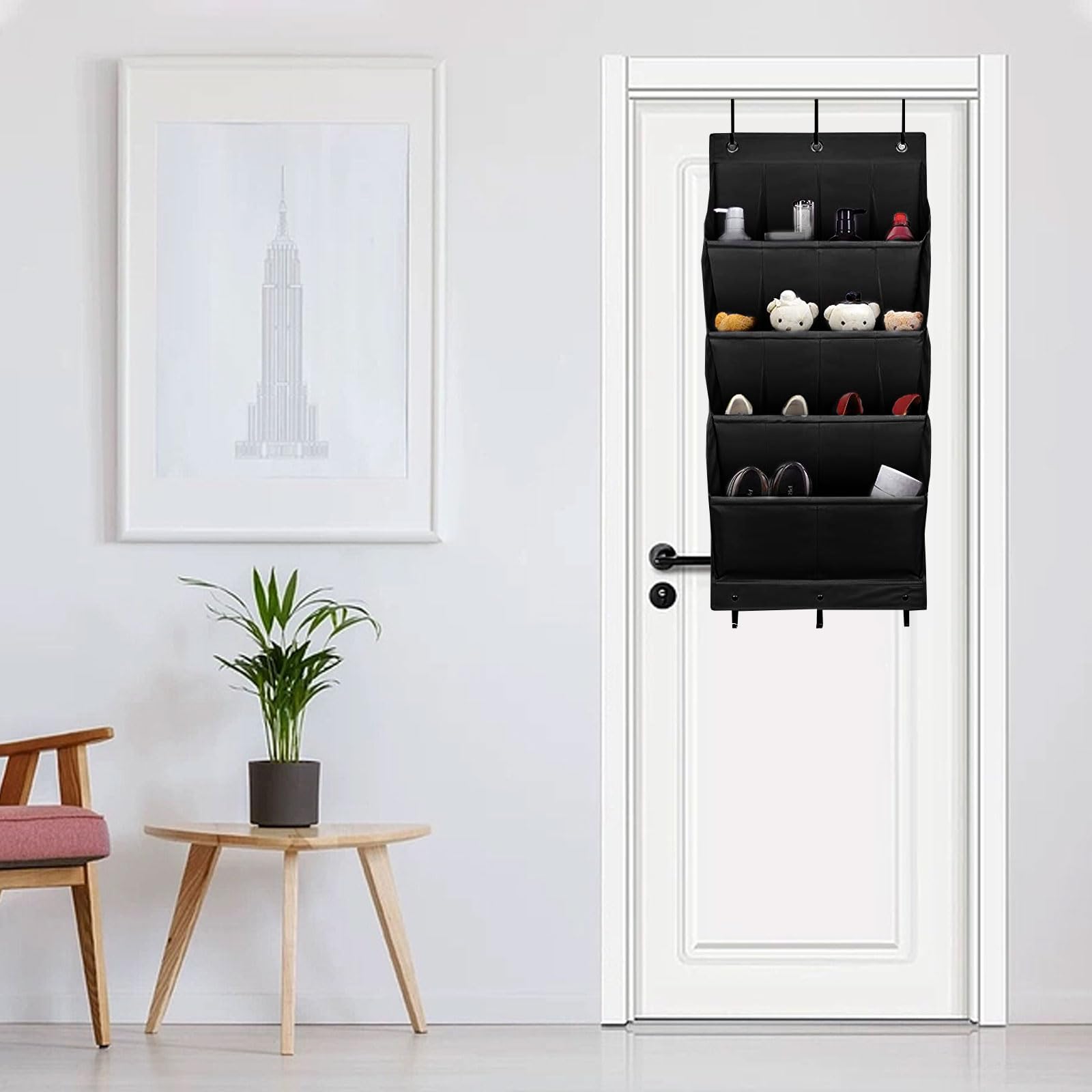 Scarpiera Per Porta Da Appendere Organizer Per Scarpe Da Porta Con 14/24 Tasche, Grandi Tasche In Rete Con 4 Ganci, Borsa Portaoggetti In Tessuto Trasparente Per Camera Da Letto - Italia Porta