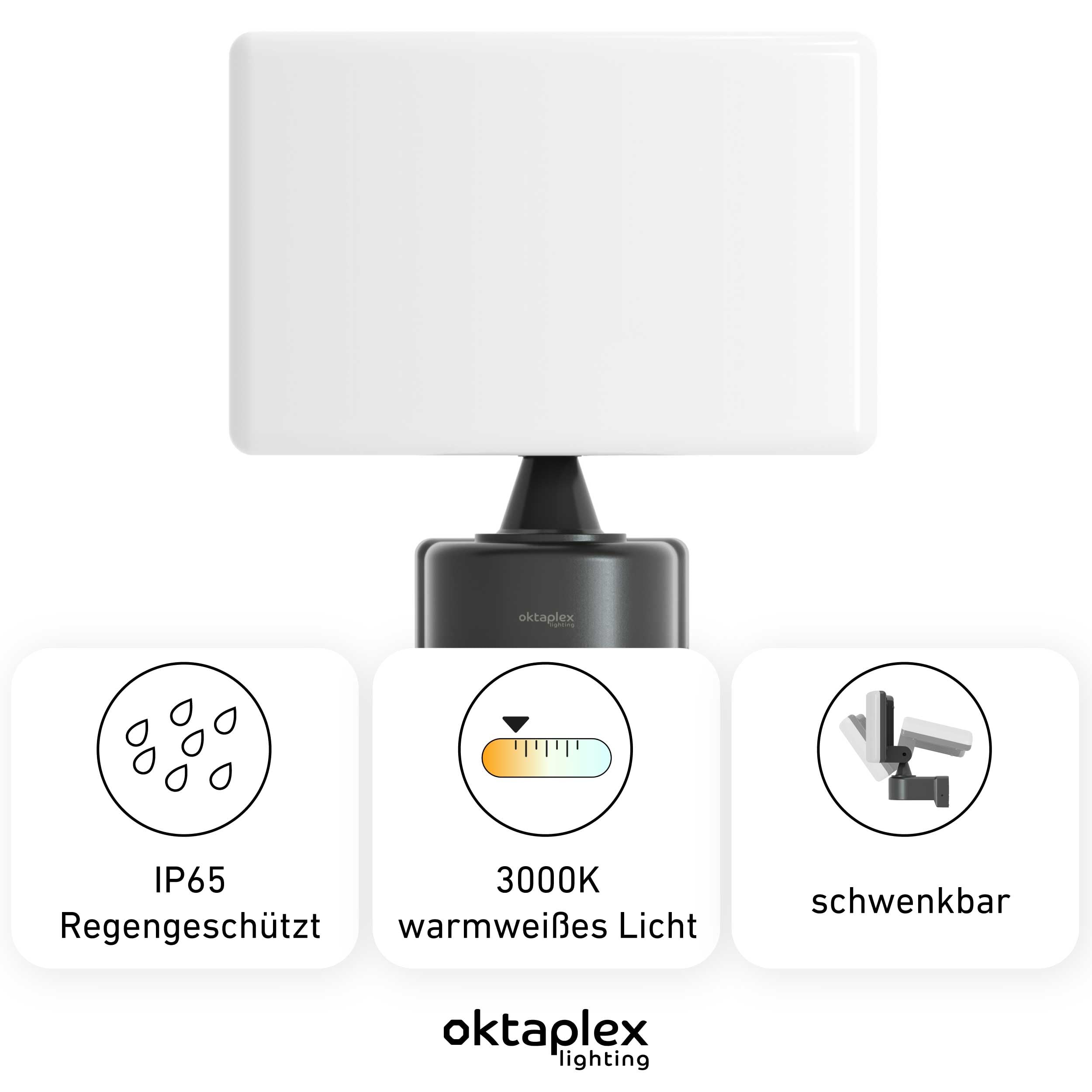 Faretto LED Esterno Oktaplex Cali Dos, 40W 3200 Lumen, 2 Teste Regolabili, IP65, Luce Bianca Calda 3000K, Colore Antracite