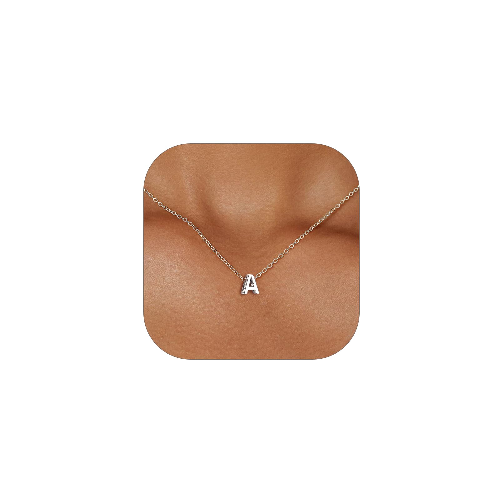 ChicSilver 925 Plata Collar Inicial Plata Mujer Colgante 26 Letras Nombre | Material Plata de Ley Mini Alfabeto Joyería Minimalista Preciosa Madre Pareja Regalo Delicado