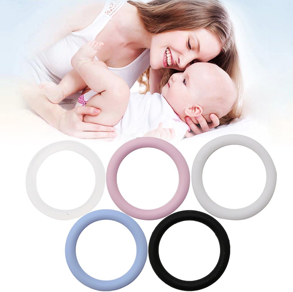 hgfcdd 5pcs O-Rings Silicone Baby Dummy Pacifier Chain Clips Adapter Holder for MAM