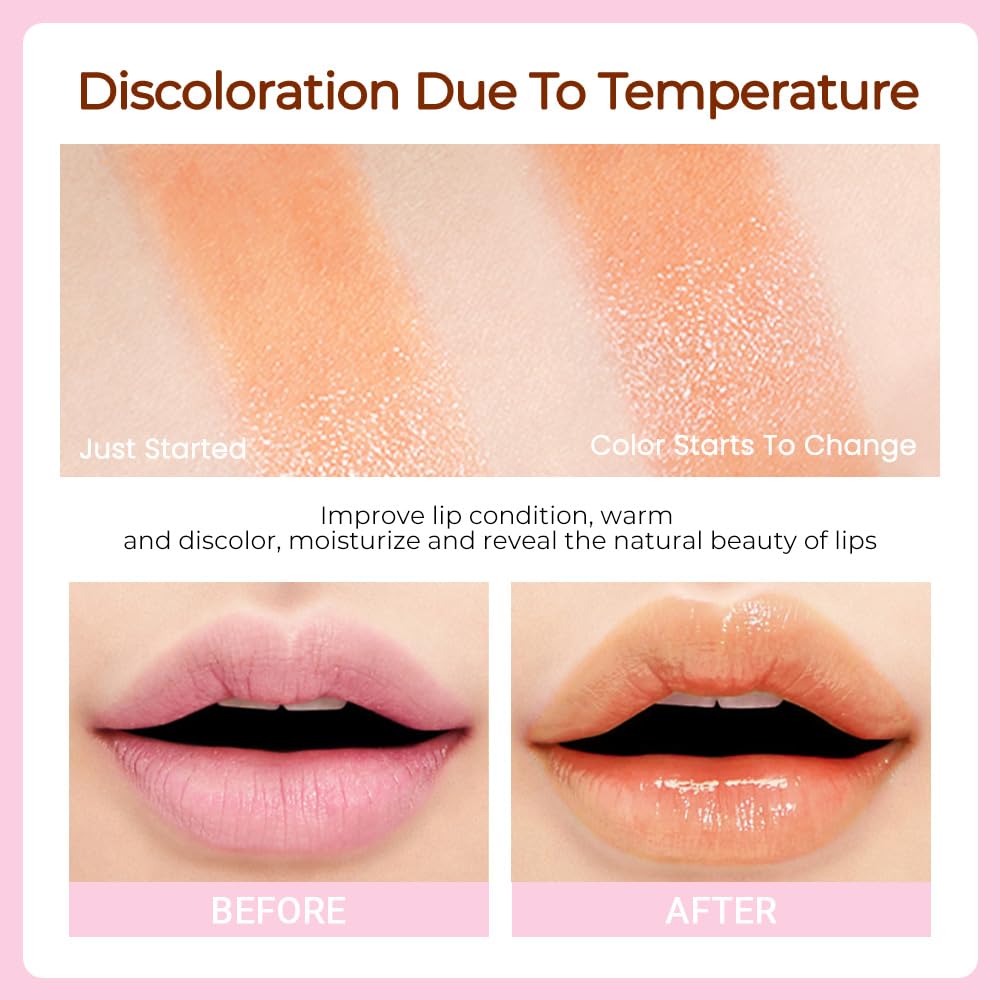 BINGBRUSH Color Changing Warm Pink Shine Lipstick, Moisturizer Long Lasting Lip Care Lip Balm Magic Lip Gloss Lightweight and Hydrating Formula (1Pc 02#Orange)