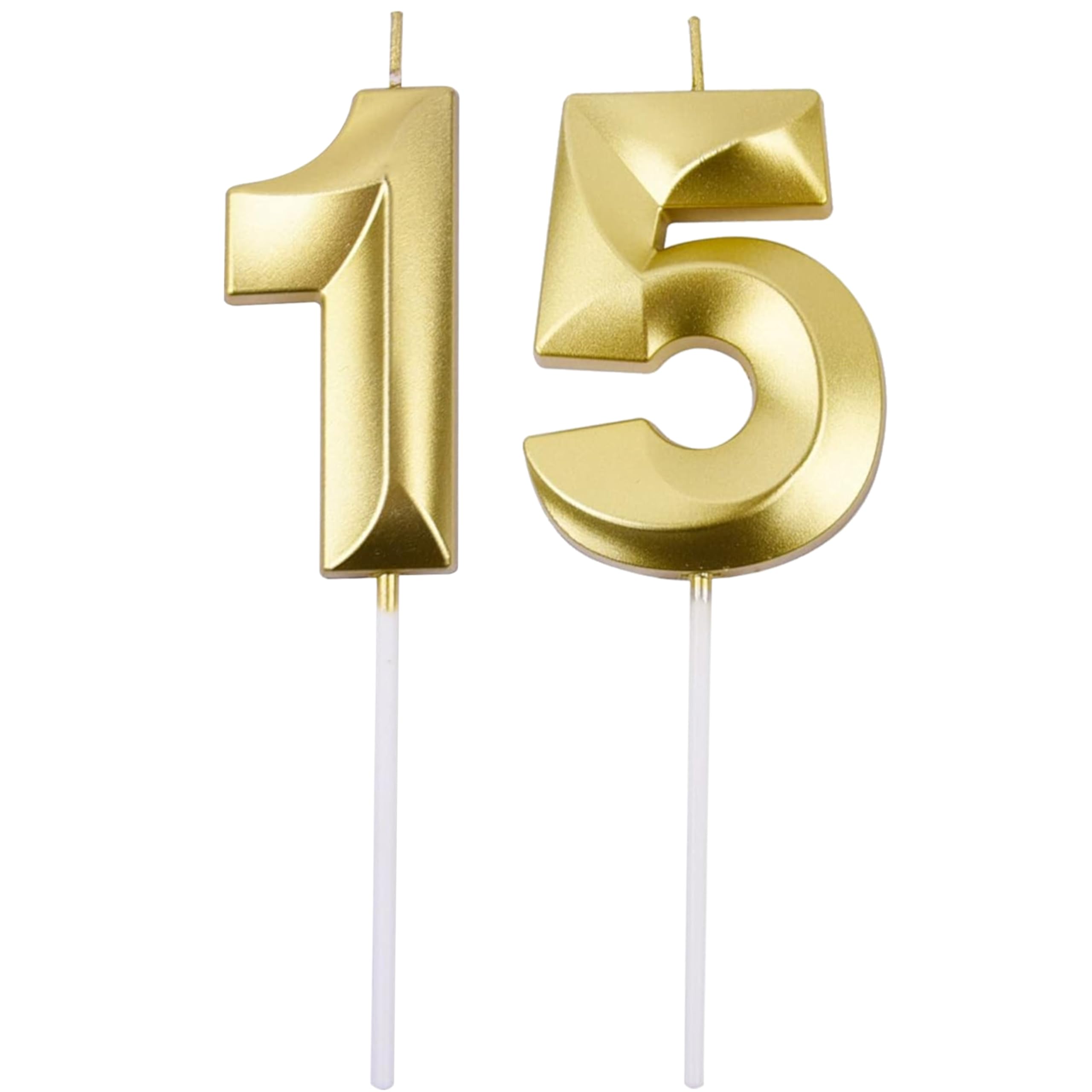 Gold Number 21 Birthday Candle Set - Elegant Cake Decoration -18