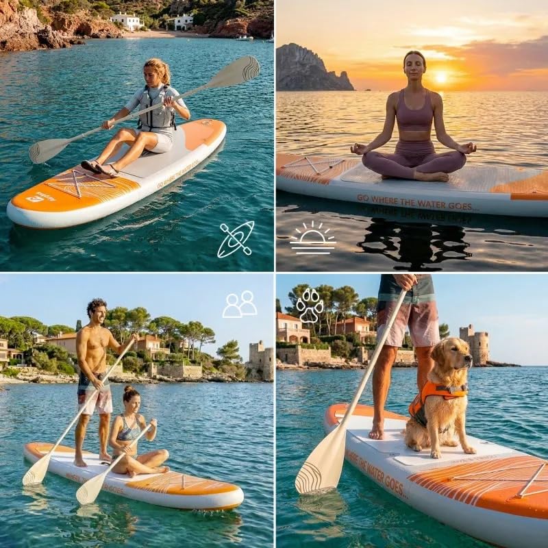 Aufblasbares Paddle Airgliss 11.0 für bis zu 2 Personen (max. 170 kg) | Erwachsene und Kinder | stabil und hochwertig | komplett mit allem Zubehör: Paddel, Schwelle, Tasche, Flügel, Leine
