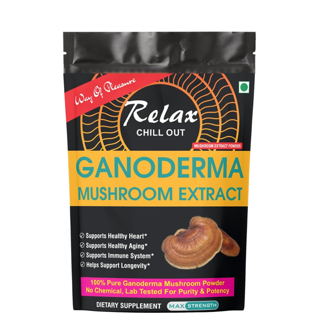 Ganoderma (Reishi) Mushroom Extract Powder 60gm For Heart health, Stress Relief, Rich in Antioxidant, Immunity Booster (1)