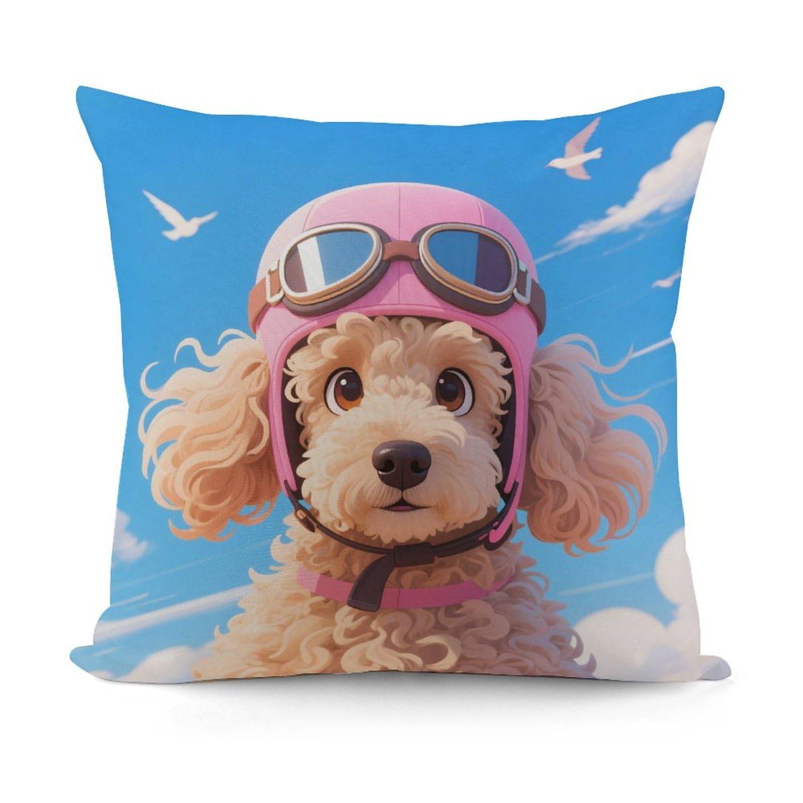 VstaDank Poodle in Sky Throw Pillow Covers Fade-Resistant Removable Pillowcase Square Cushion Case Cozy Pillow Case Breathable Pillow Protector Soft Pillow Shams 18"x18"