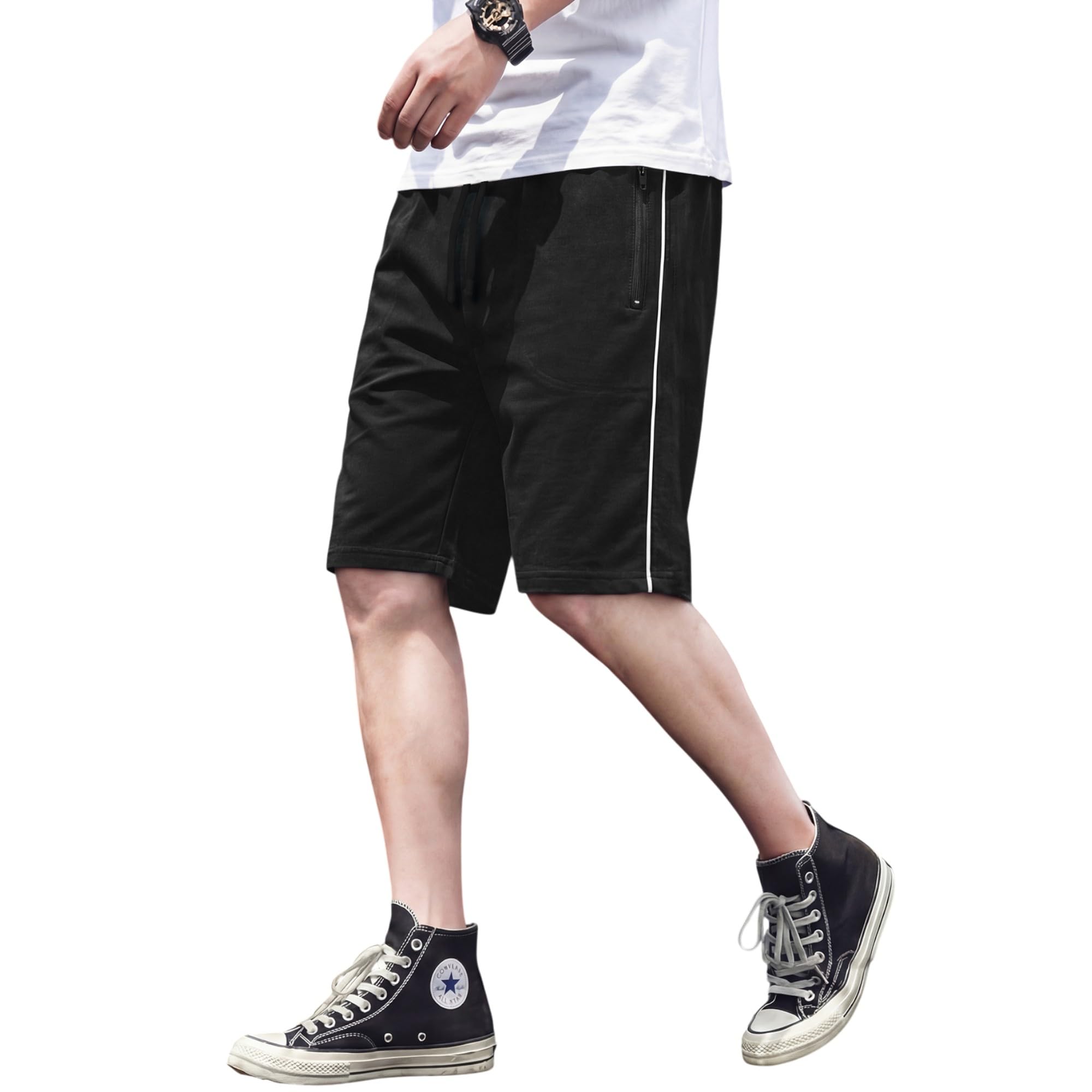 Men Cotton Shorts Black-image-47