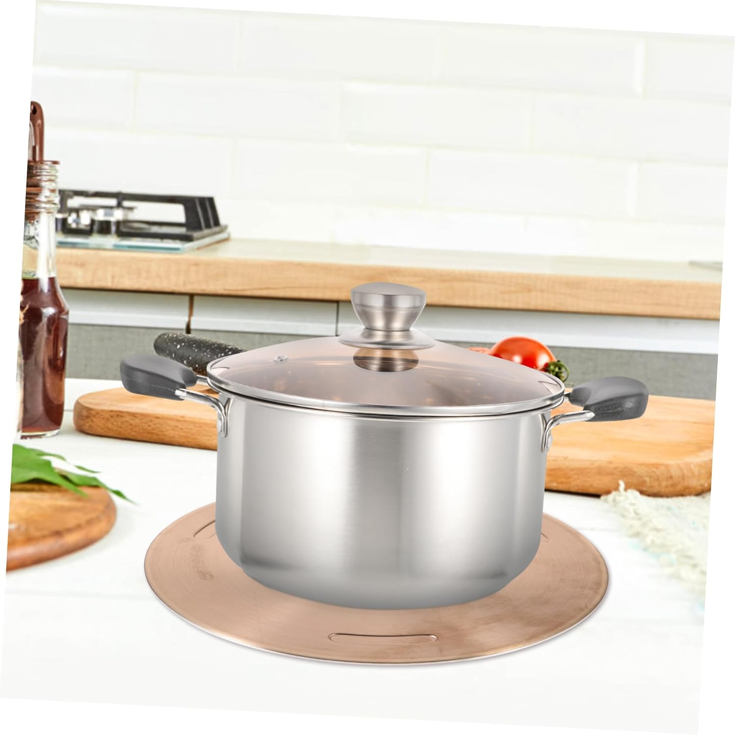 Stainless Steel Induction Adapter Plate Heat Diffuser for Gas and Electric Stoves Rose Gold Thermal Guide Plate for All Cookware Kitchen Essential