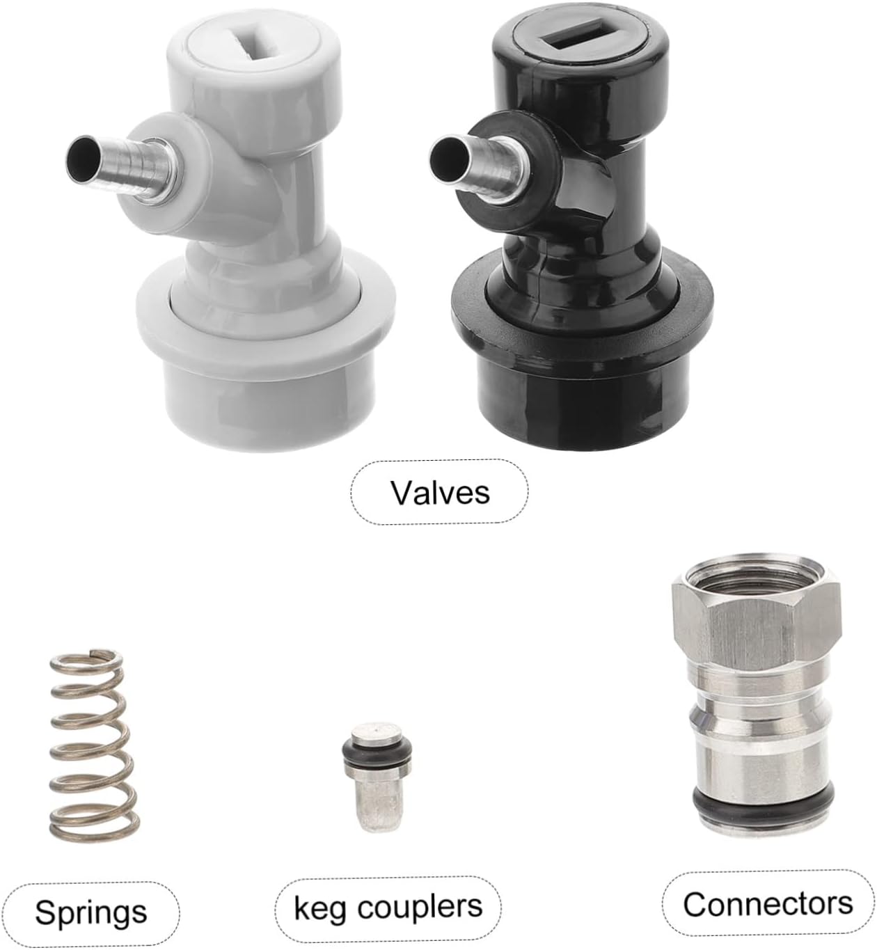 Alipis 2sets Stainless Steel Keg Couplers Adapters for Ball Lock Kegs Design for Bars and Restaurants