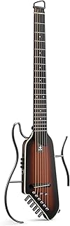 Donner HUSH-I EVO2 Acoustic Electric Travel Guitar – Portable Headless Quiet Practice Guitar, Ultra-Light, Mahogany Body with Built-in Tuner, Detachable Stands & Headphone Jack - Sunburst