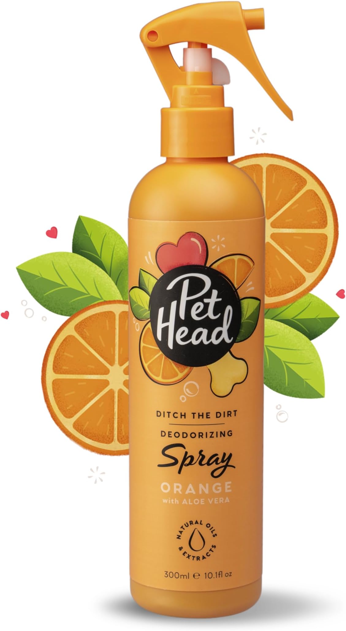 Dog Deodoriser Spray 300Ml, Ditch The Dirt, Orange Scent, Best Vegan Pet Shampoo Spray, Odour NEUtralising For Smelly Dogs, Professional Waterless Grooming, Gentle Formula For Puppies