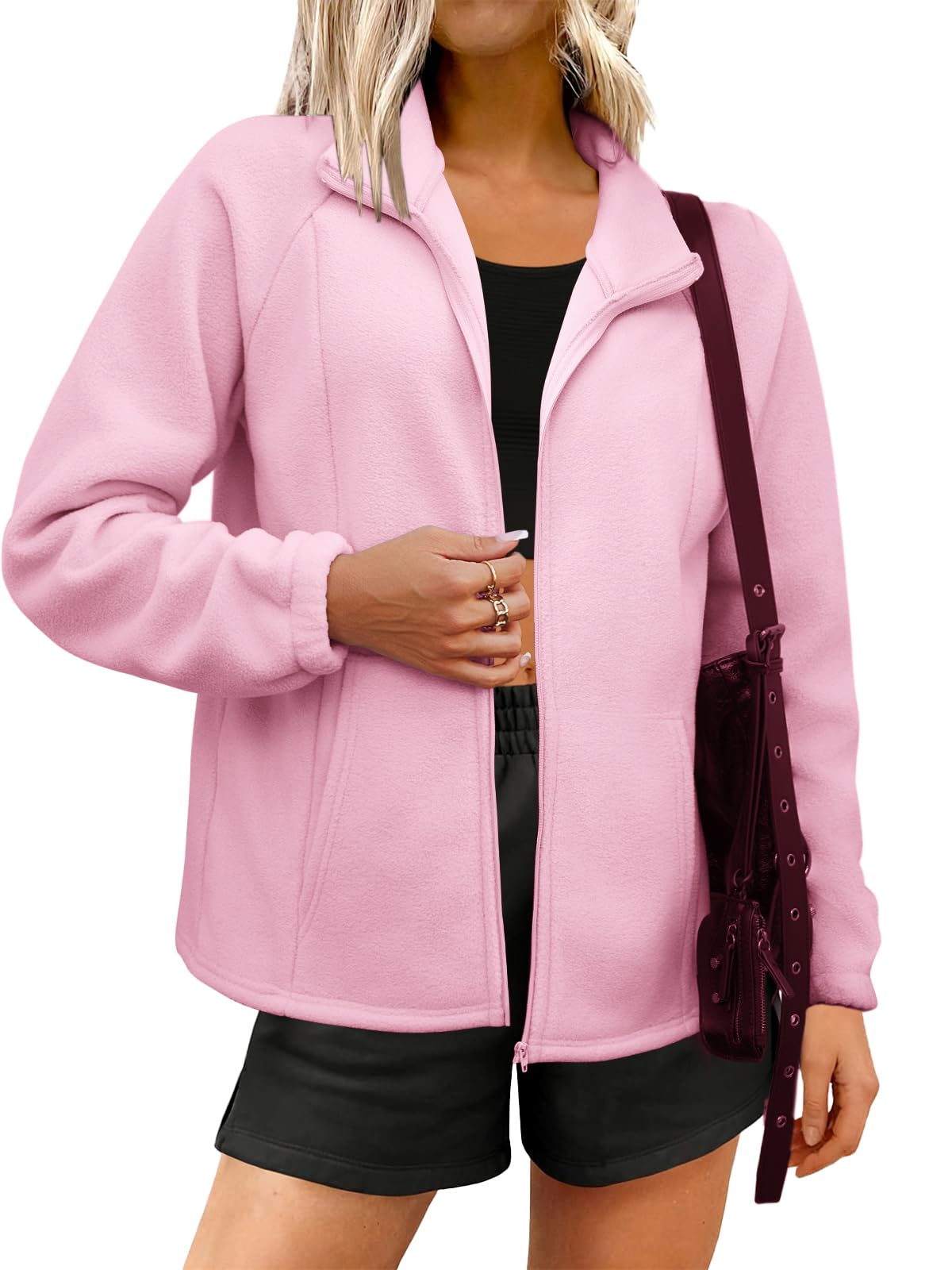 UEAL Womens Zip Up Fleece Jacket