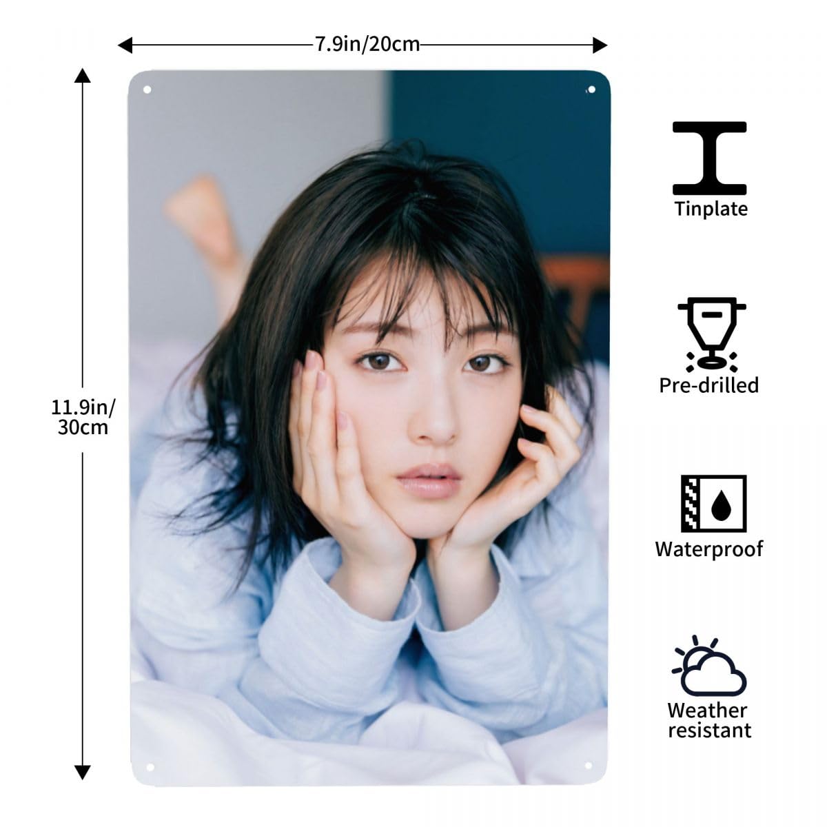 Amazon.co.jp: 浜辺美波 ブリキの絵 ブリキ看板 金属ポスター 装飾鉄絵