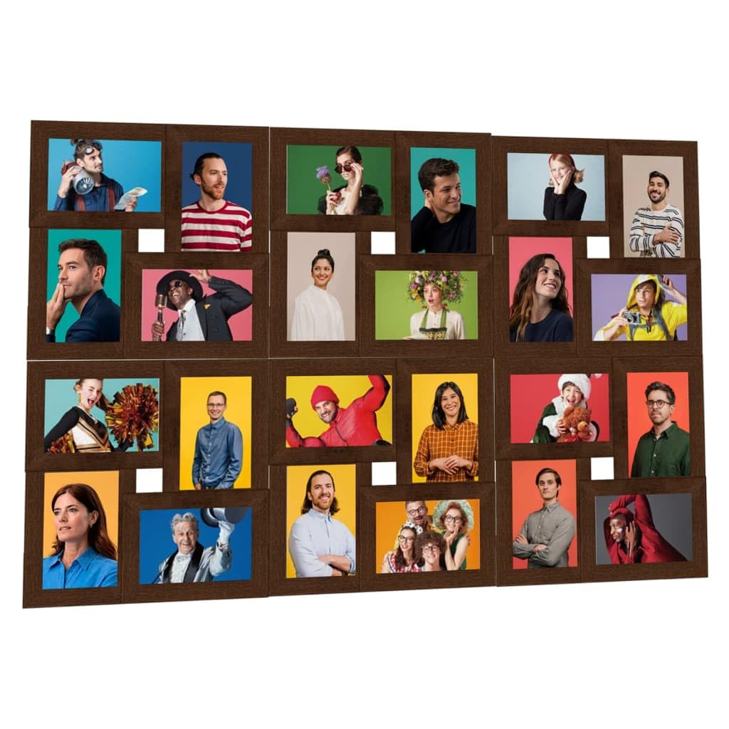 vidaXL Collage Photo Frame for 24x(10x15 cm) Picture Home Living Room Bedroom Office Dorm Decor Poster Picture Frame Photo Display MDF Dark Brown