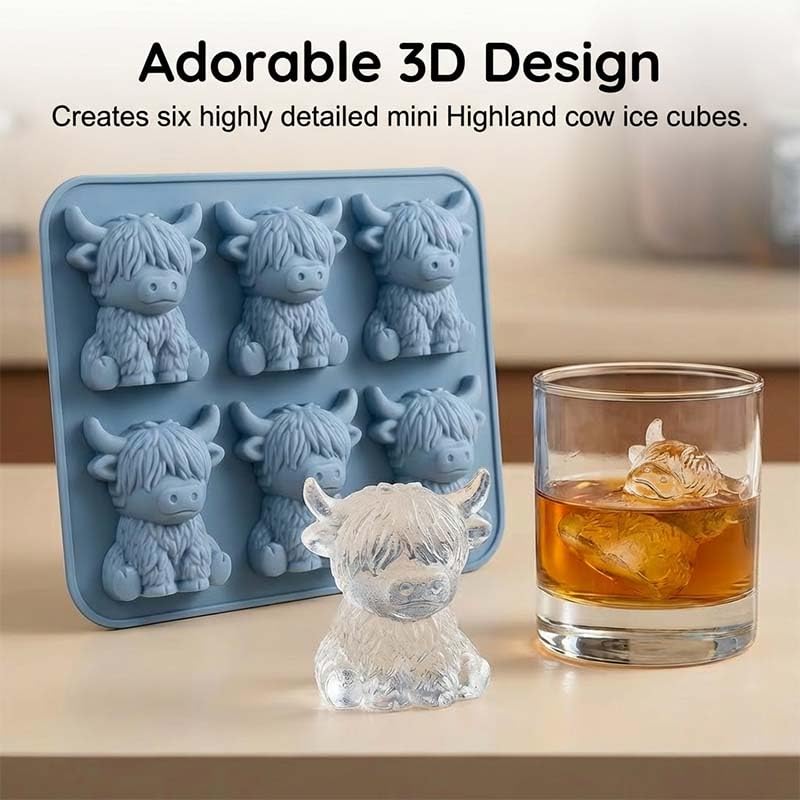 Molde de hielo 3D vaca Highland de silicona miniatura 5