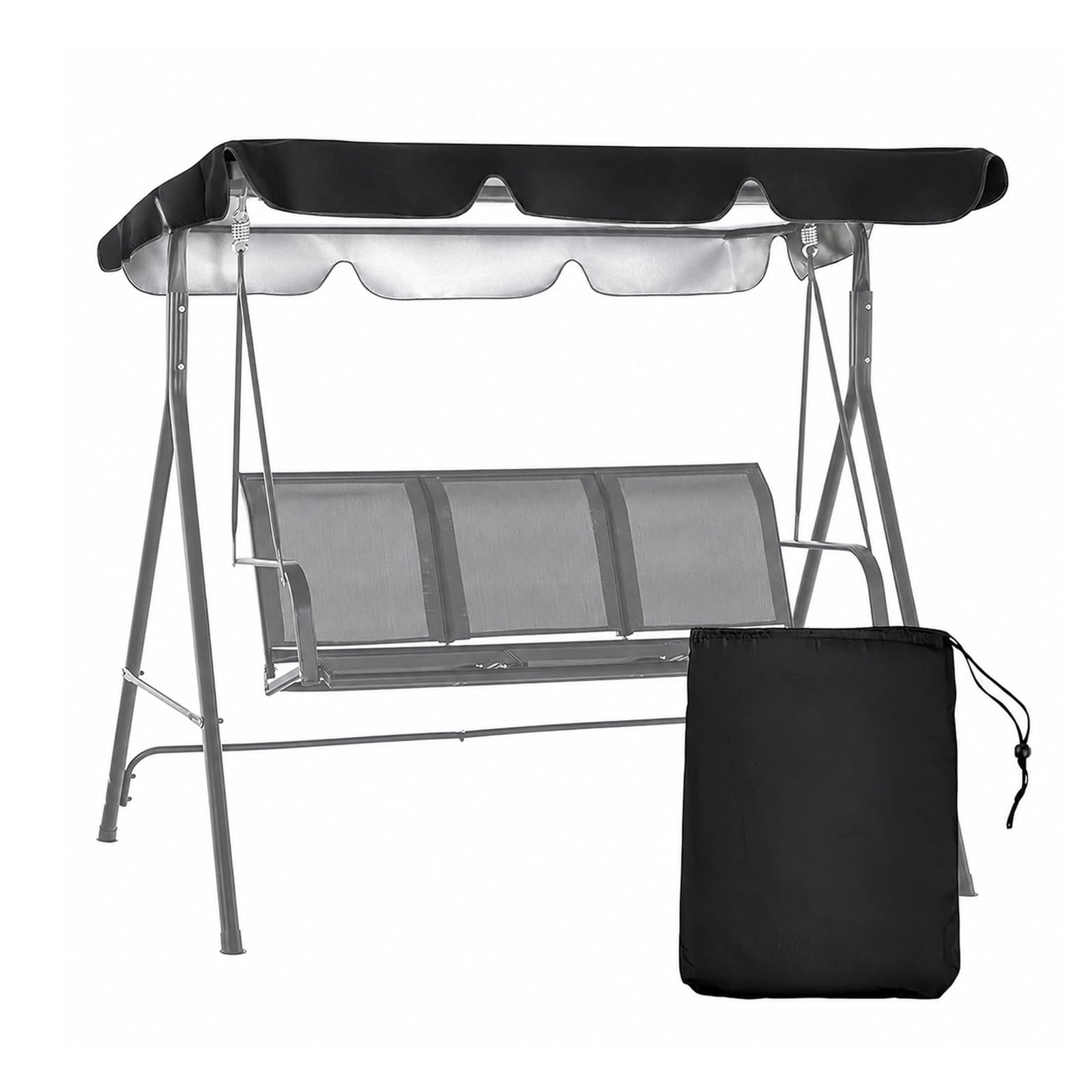Patio Swing Canopy Replacement Top, 65x45/75x45/78x47/85x45 Outdoor 2/3 Seater Porch Swing Canopy Cover, Reinforced Edges Rip Proof UV Block Sun Shade 420D Waterproof for Garden Yard Park Seat (77×43)