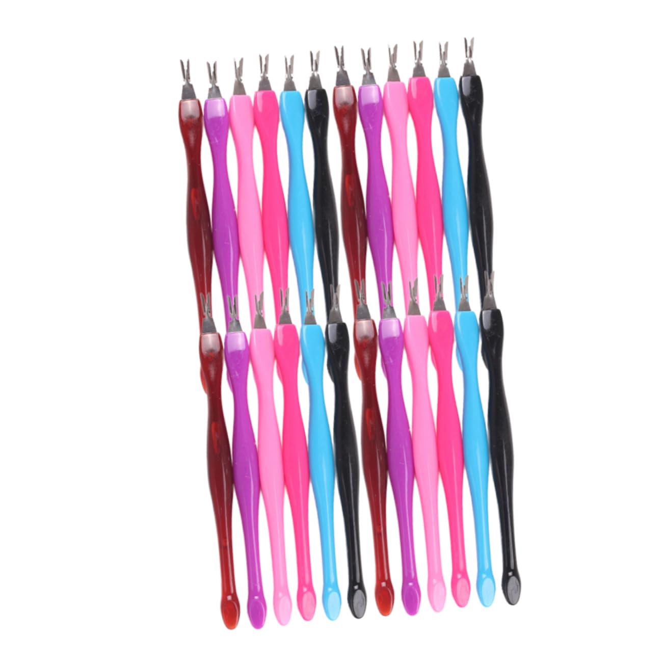 Healeved Plastic Stainless Steel Exfoliating Spatula Cuticle Remover Fork Dead Skin Fork Pusher for Nail Art Manicure