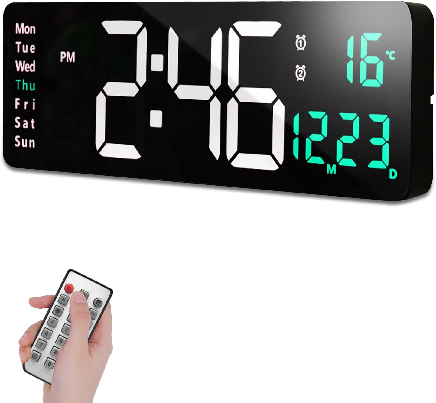 16" Digital Wall Clock Large Display,LED Wall Clock,12/24H Gym Clock,Large Digital Wall Clock