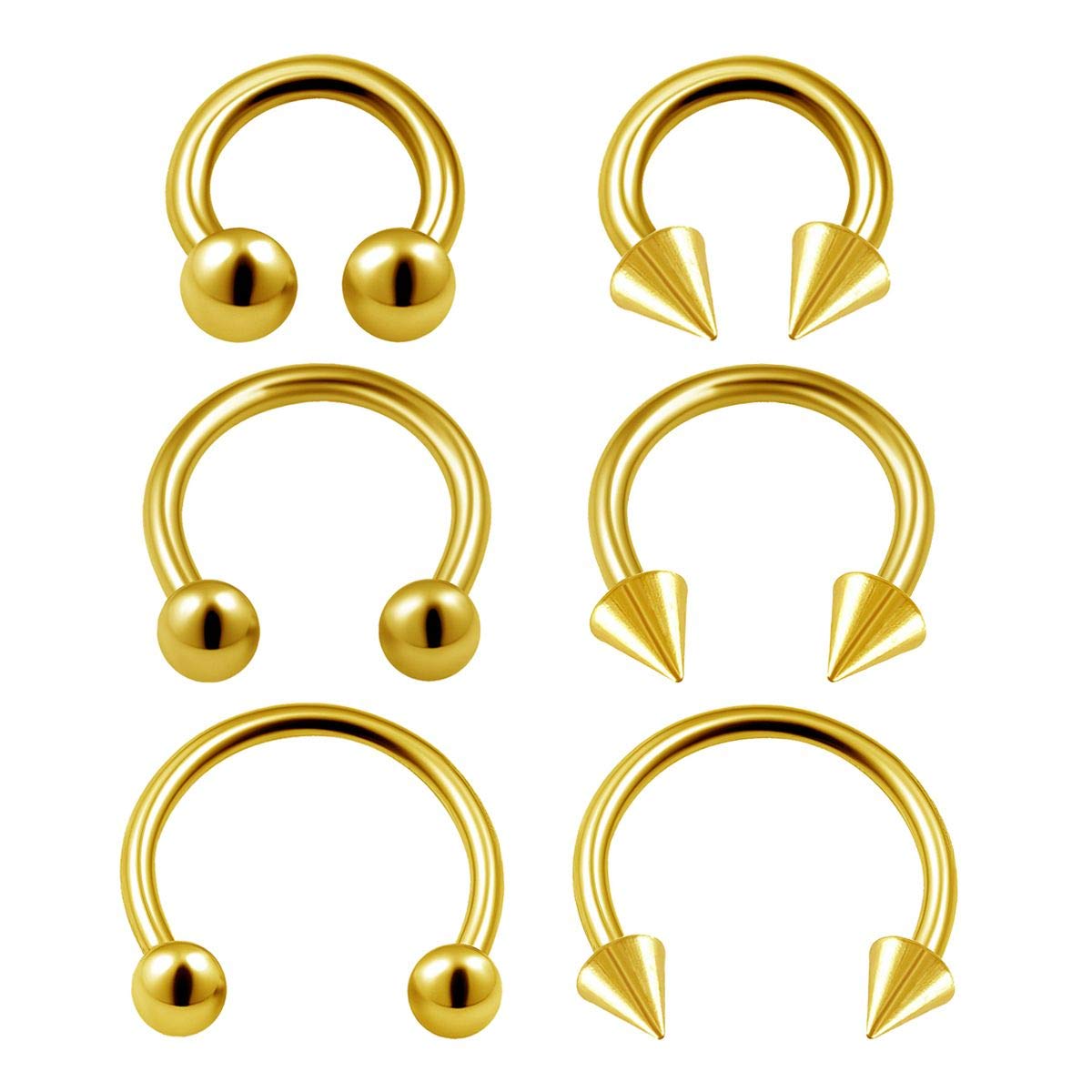 KJM Fashion Anodised Circular Barbell 1.2 mm 16 g Septum Earrings Pack of 6