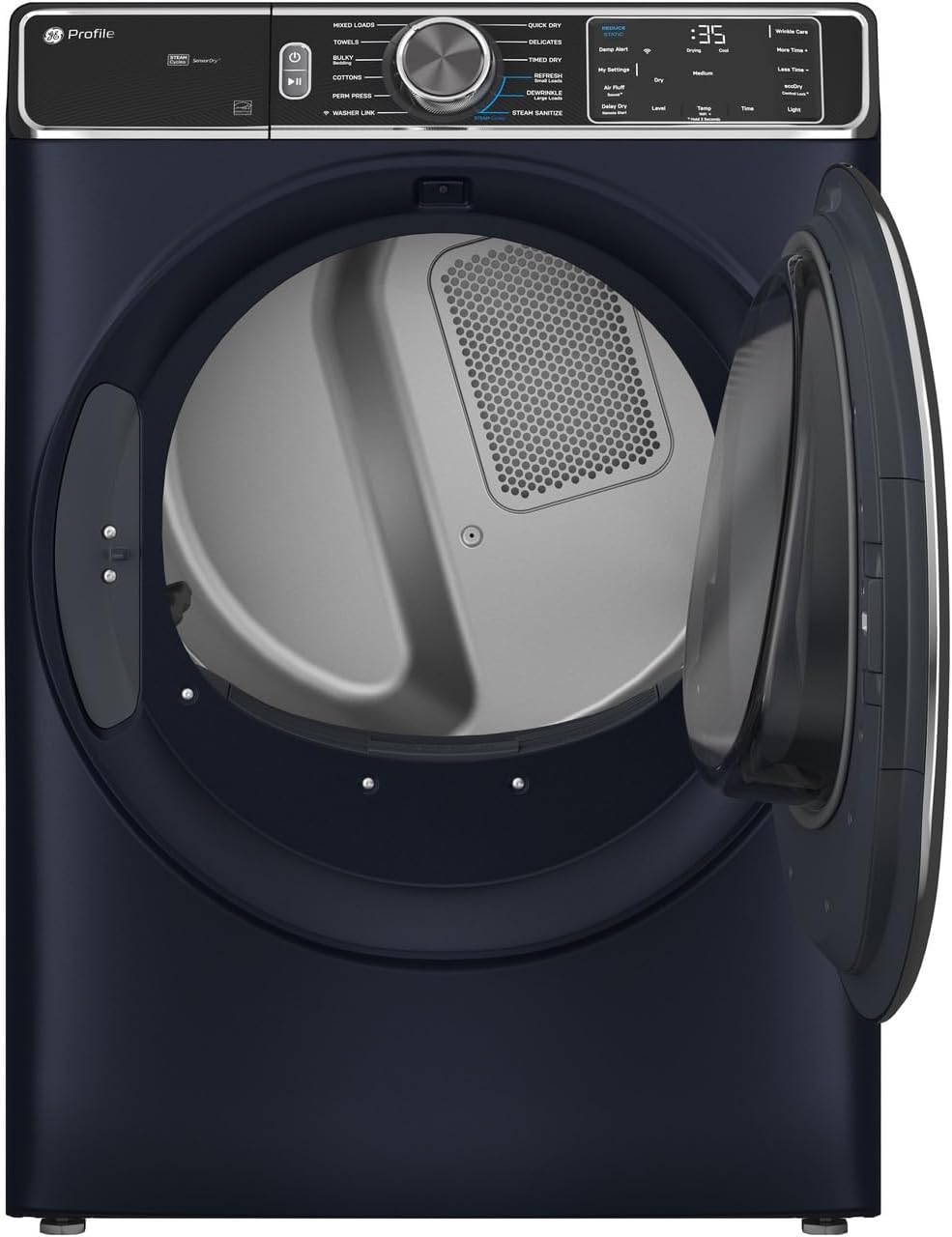 GE Profile 7.8 cu. ft. Smart Front-Load Electric Dryer with Steam & Sanitize, Wi‑Fi Connected, Sensor Dry, Stackable – Sapphire Blue PFD87ESPVRS