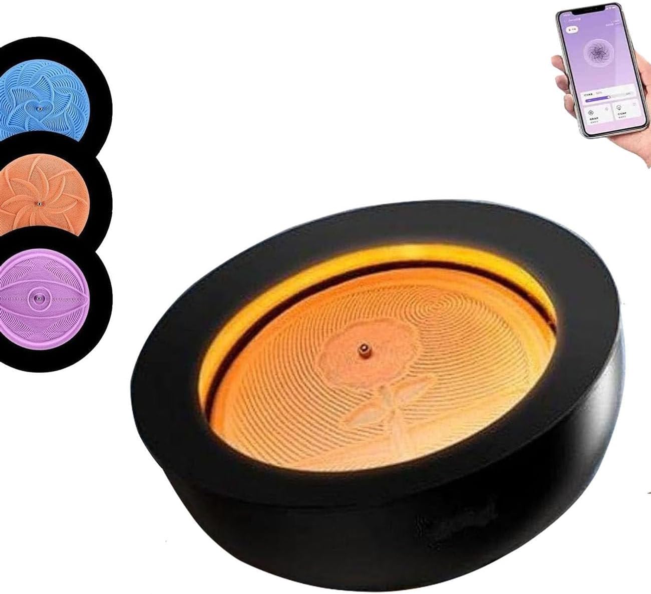 Drift Magnetic Moving Sand Art Table,Zen Meditation Sand Table,Oasis Mini Kinetic Art,Smart App Control,7-Color Light & 19 Patterns,For Home and Meditation Space Relaxation and Stress Relief