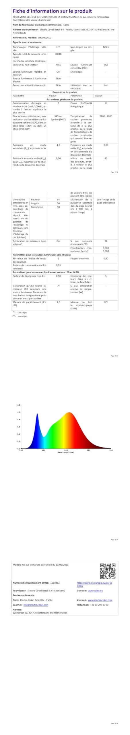 CALEX Lot de 10 Smart Ampoules LED GU10 RGB CCT WiFi 345lm 4,9W Alexa/Google/Siri 16M couleurs 2200-4000K dimmable sans pont