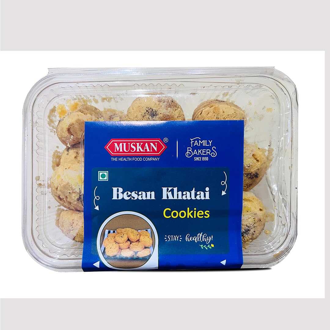 MUSKAN Besan Khatai Cookies – Traditional Indian Chickpea Flour Biscuits | Soft, Melt-in-Mouth, Eggless | 300gm-image-8