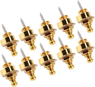 Retentor de botão de travamento de alça de guitarra, trava de alça de guitarra elétrica Conjunto de travas de alça de guitarra durável antiderrapante para baixo Travamento de alça de(Ouro)