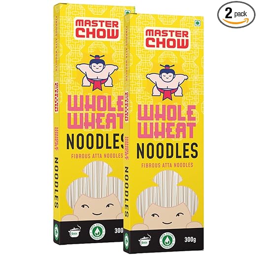 MasterChow Healthy Whole Wheat Noodles - Pack of 2 | 100% Atta | Serves 4-5 Meals - 600gms