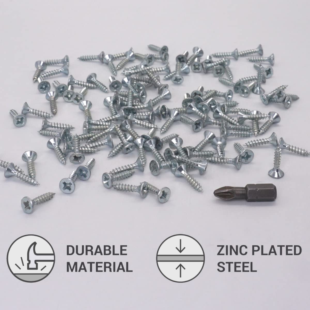 SKIR'CO (Pack of 100 pcs) Zinc Plated Steel 3.5 x 16 mm Silver Wood Screws, Pozidriv Countersunk Head, Chipboard Screws - Image 3