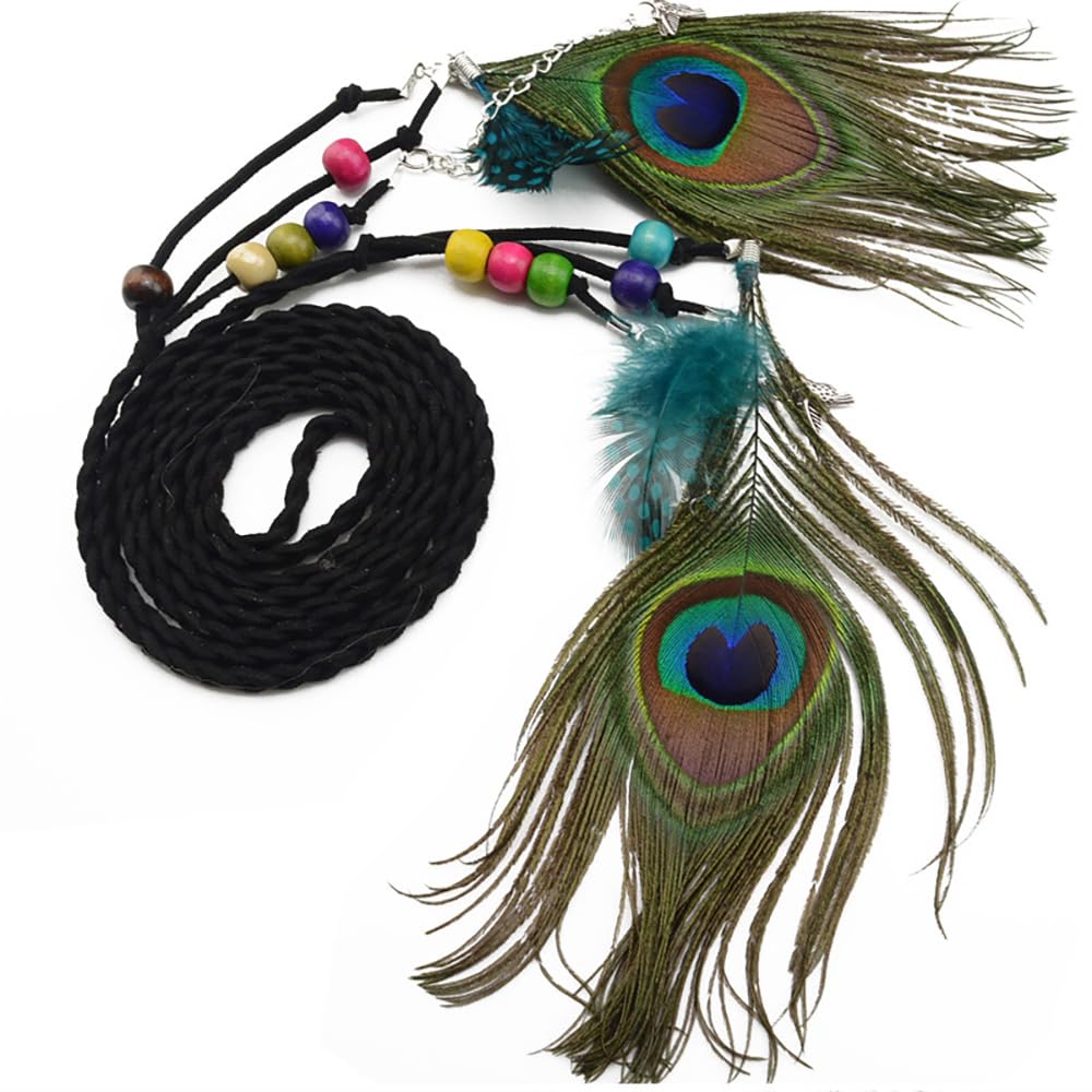 Ceinture pour femme tressée en plumes et perles de bois pour sublimer vos robes d'été