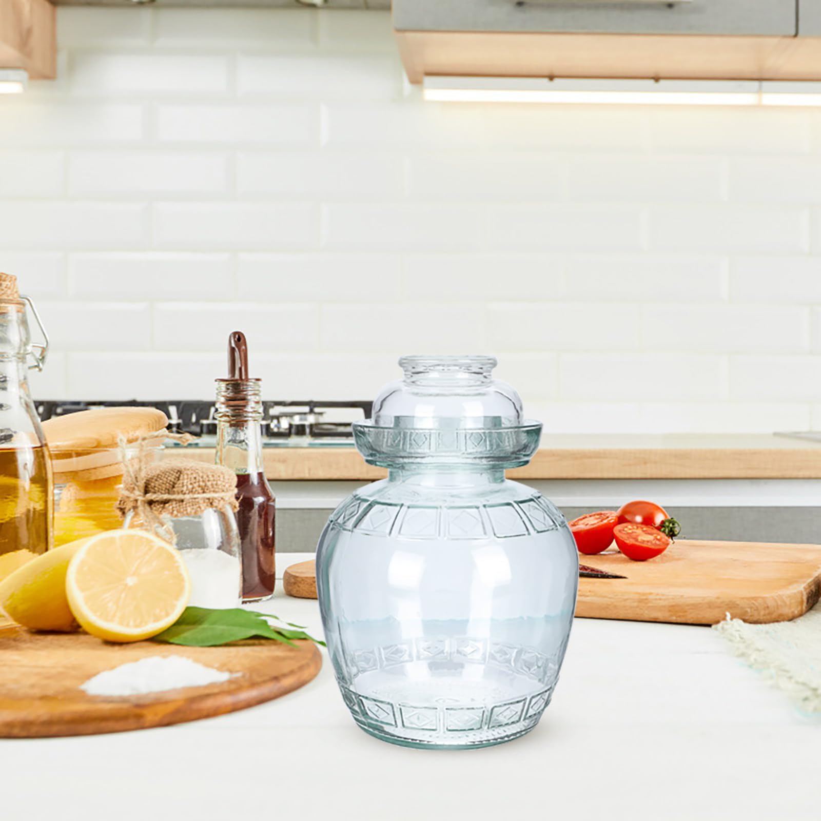 SHINEOFI Glasvorratsglas mit Lebensmittelsiegel 5 Kg Einlegeglas mit Dichtem Verschluss Transparentes Küchenaufbewahrungsgefäß für Gurken Trockenfutter und Snacks