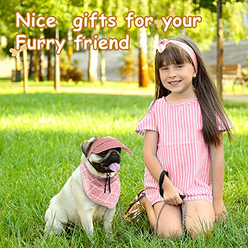 2 Pieces Pet Baseball Cap and Dog Bandana Set Pet Outdoor Sport Hat Pet Canvas Hats Sun Protection Dog Visor Cap with Ear Holes and Adjustable Strap for Small Dog Pet Hats Costume Accessories - Image 3