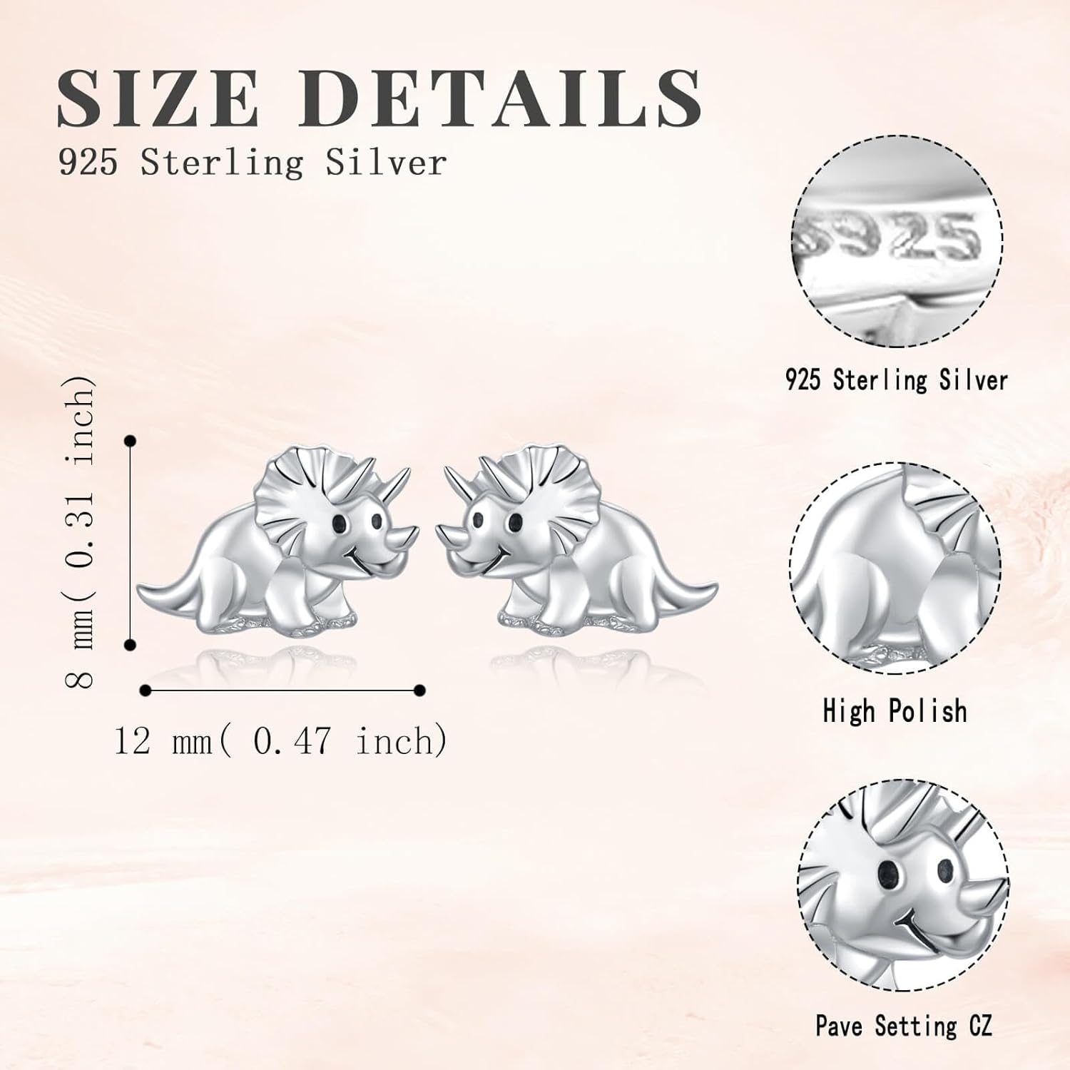 925 Sterling Silver Dragon Highland Cow Axolotl Horse Penguin Fox Manatee Pig Bunny Earrings Stud Hypoallergenic Cute Animal Jewelry Gifts for Women