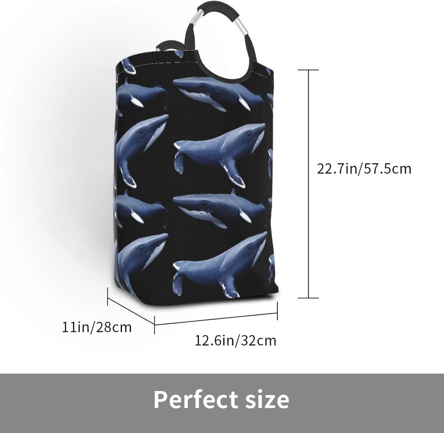 Polar ice whale Foldable storage bag, 50L capacity, suitable for laundry room, dormitory bedroom, dirty clothes storage basket.