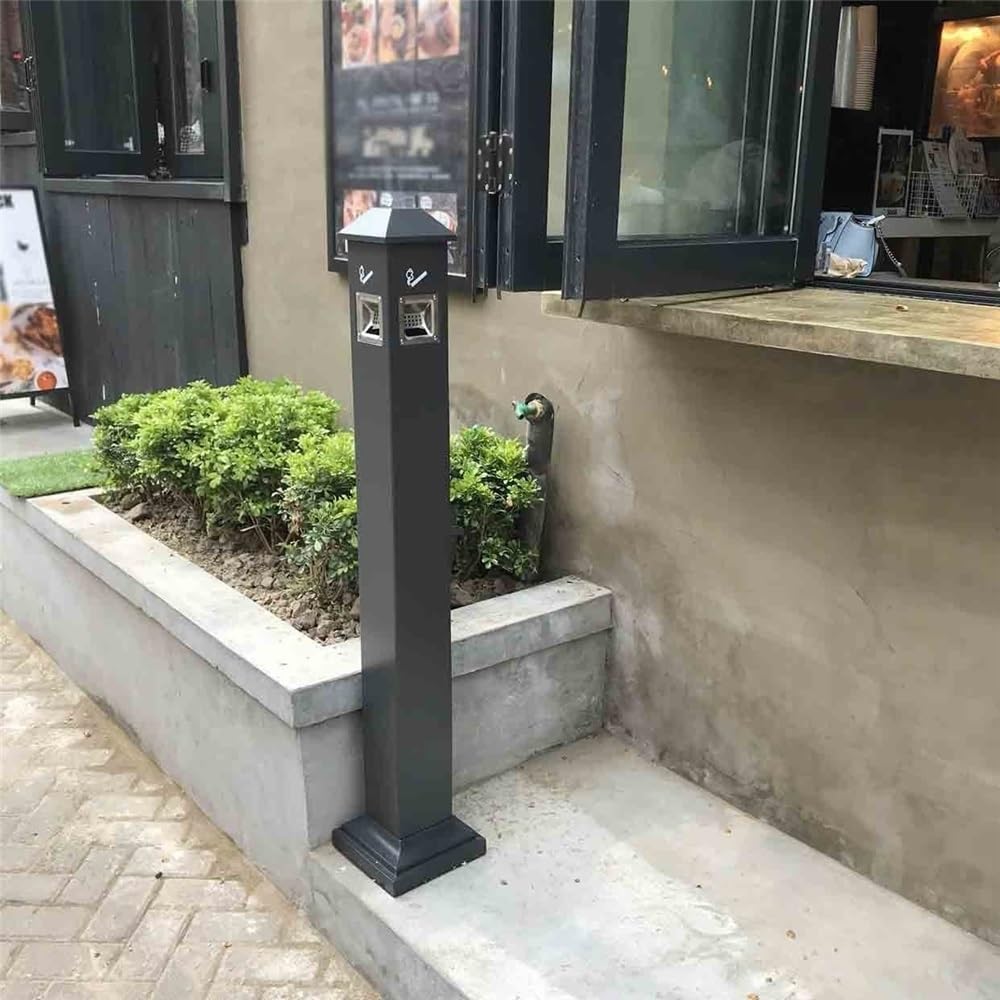 Srebrna cylindryczna popielniczka/kosz na śmieci z pionową kolumną na popiół Strefa dla palących Śmieci dla palących Zbieranie Papierosów Ze Stali Nierdzewnej C.
