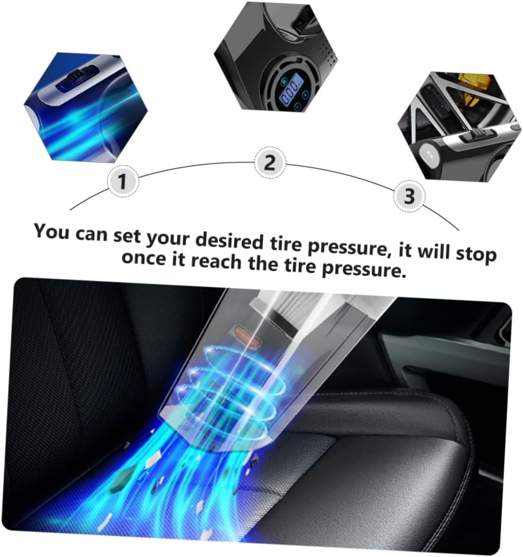 120w Car Vacuum Cleaner Electric Air Pump Inflator for Inflatables Portable Tire Pressure Tester Light