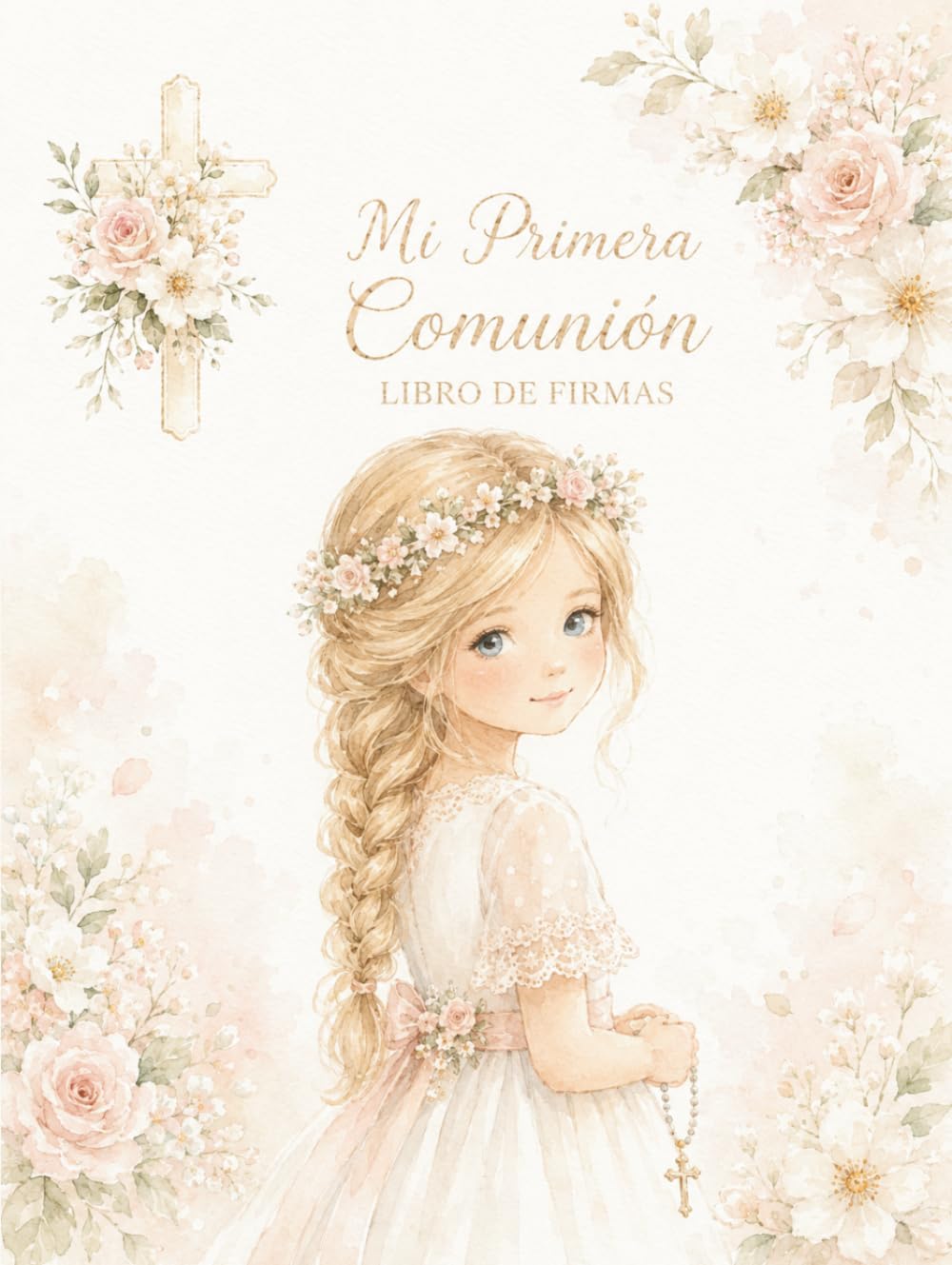 Livre d'or de communion premium couverture rigide avec arbre à empreintes