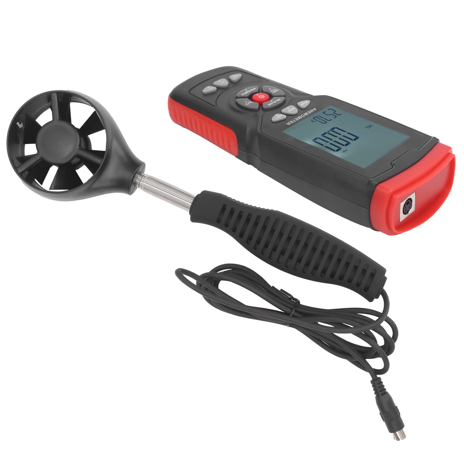 Anemómetro GT8913 Medidor de humedad y temperatura de velocidad del viento digital industrial Probador Medidor de velocidad del viento de mano con mango retráctil para medir