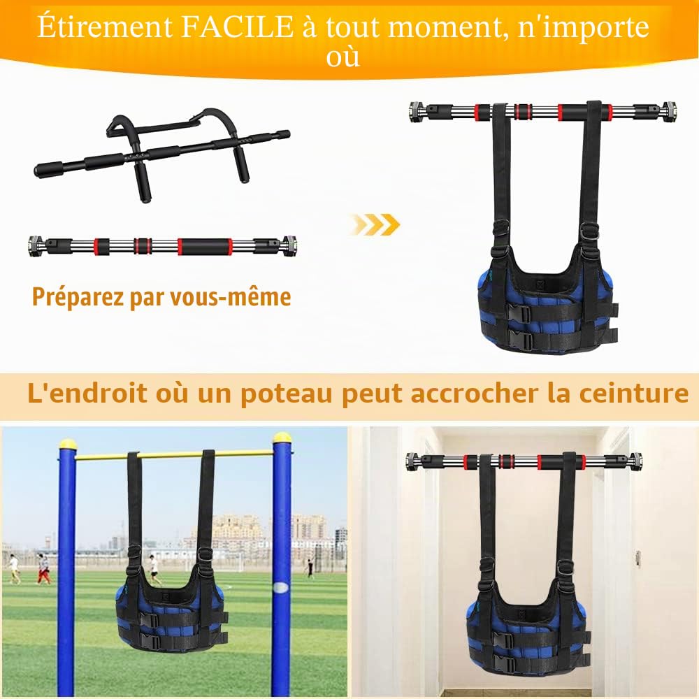 Étireur dorsal, dispositif de traction lombaire, ceinture de décompression de la colonne vertébrale pour soulager la douleur, ceinture d'étirement du dos, harnais de décompression thoracique de