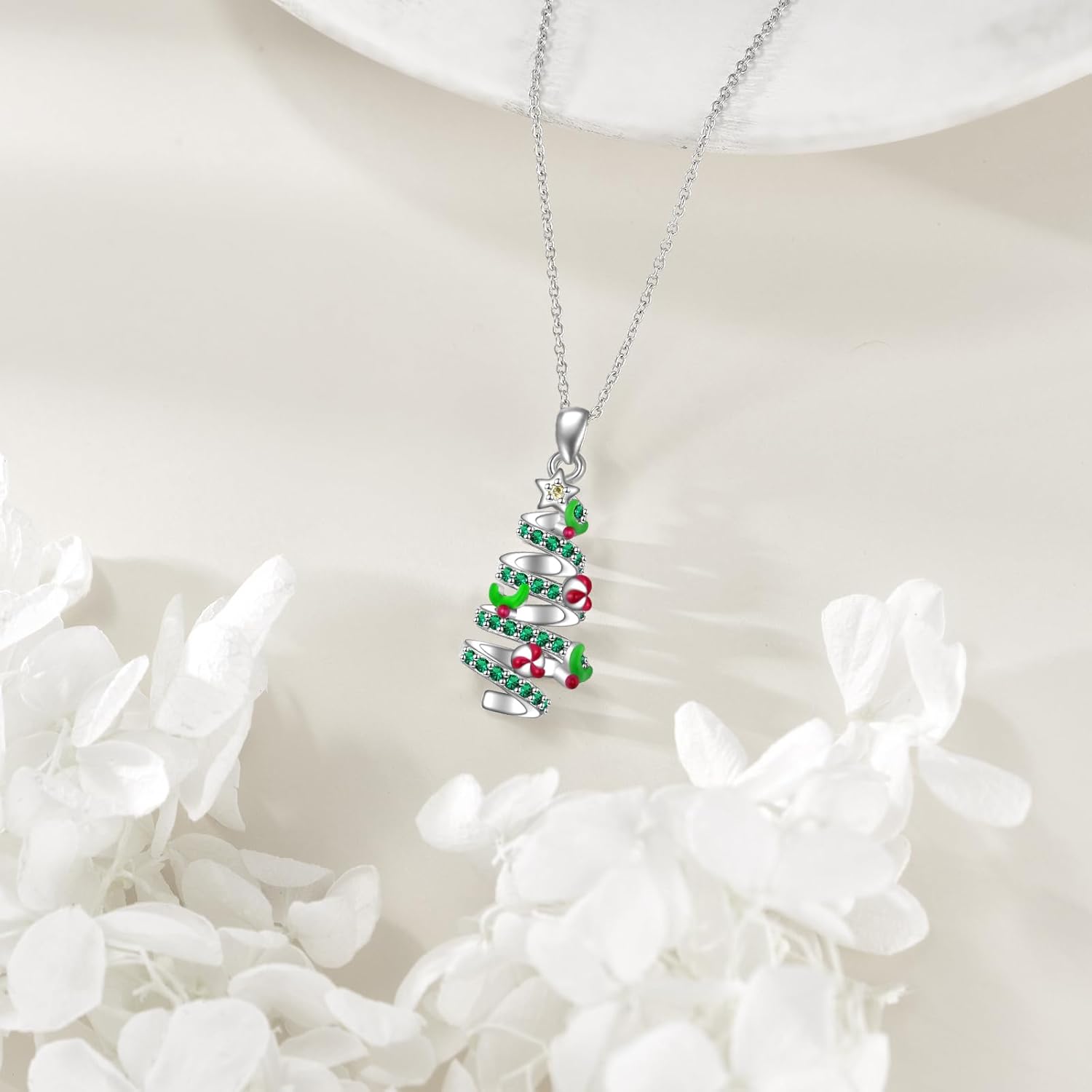 CRMAD Christmas Tree Necklace for Women Sterling Silver Christmas Jewelry Gifts - Image 5