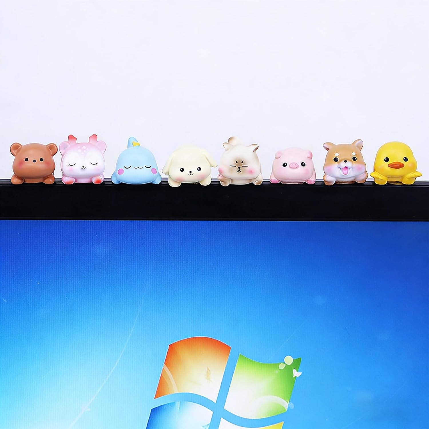 Computer Monitor Decor,Computer Monitors Decors Figurines,Personalized Animal Collectible Figurines, Monitor Decor for Home, Office,Car Decoration (Blue) image 2