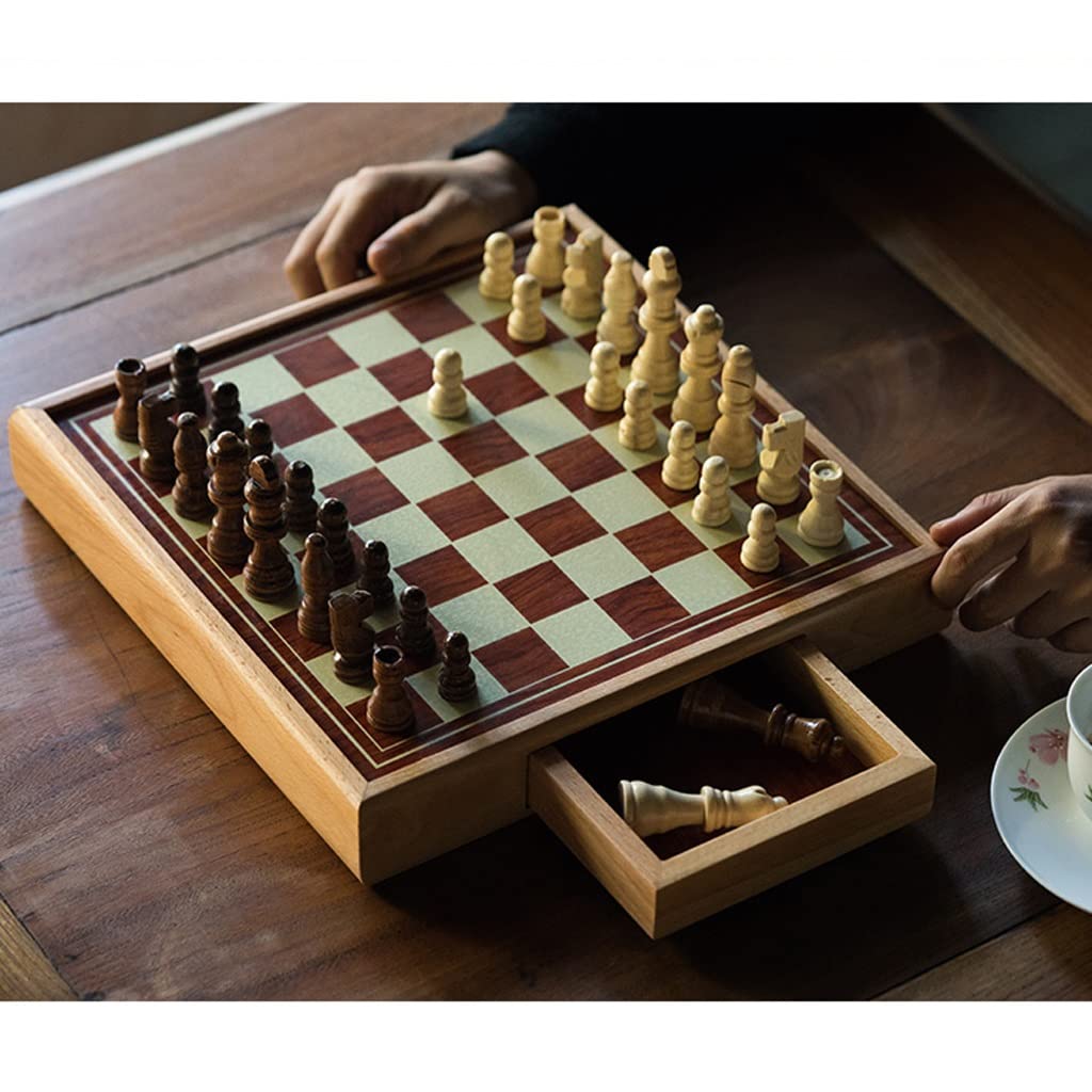 ZAW Schach Lagerschublade Schach Set High-End-hölzerne Klassische Brettspiele Portable for Anfänger und Erwachsene Chess (Größe : 40CM)