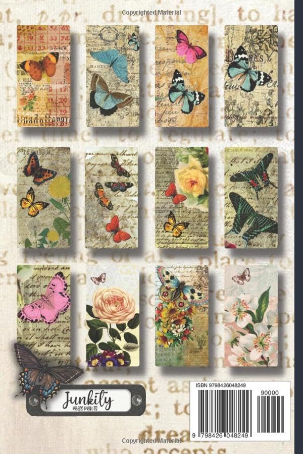 Butterfly Vintage Ephemera Dominos For Crafters: Rectangle Pendant Art Collage Sheets image 3