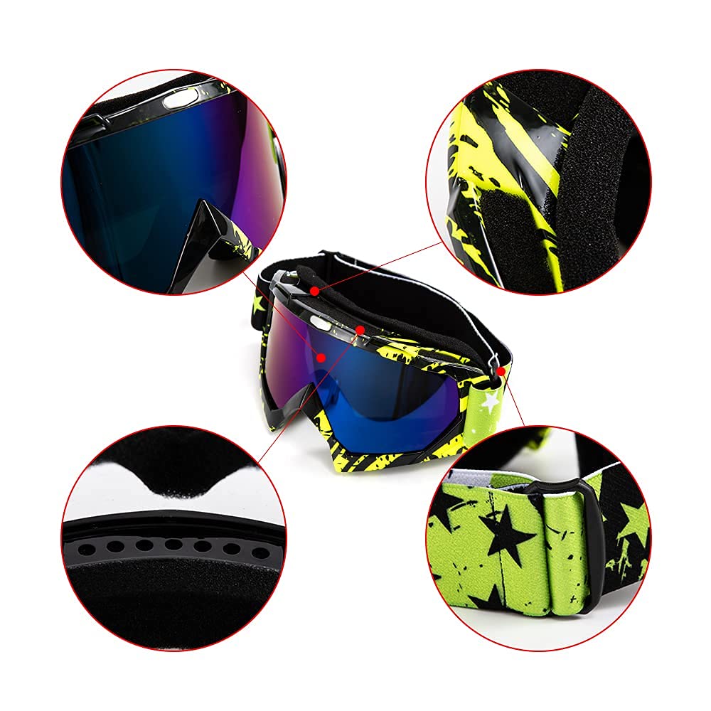 Lunettes de motocross, motocross, motocross, VTT, course hors route, lunettes d'équitation, coupe-vent, anti-buée, lunettes de ski UV