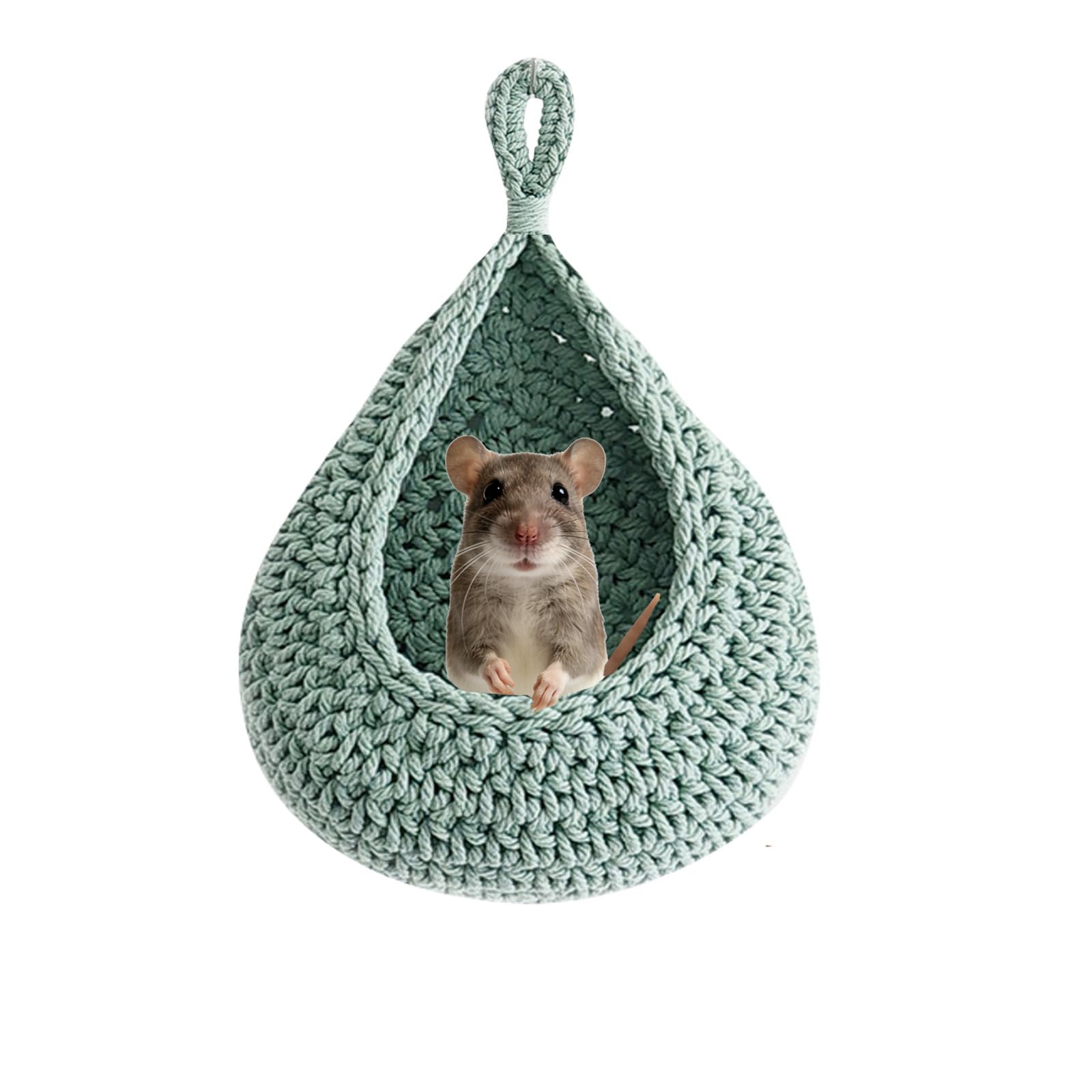 Nafivopa Small Pet Hammock Bed for Rats, Sugar Gliders, Rat Toys Soft Hanging Sleeping Hideout for Cage, Washable Comfortable Nest as Rat Cage Accessories，Green