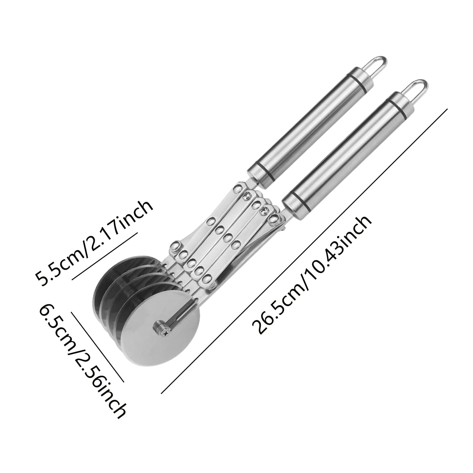 Tagliapasta Contacto In Acciaio Inox, Rotella Regolabile Da 10 A 120 Mm, 5 Rotelle, Altezza 24,5 Cm