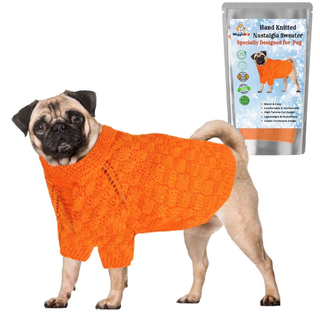 WiggleBoo Limited Edition for Pug || Classic Hand Knitted Winter Sweater/Jacket || Specially Designed || Ultra Warm || Comfortable & Soft Fabric || Stylish Design (Orange) (B0BG1S1ZPS) Amazon Price History, Amazon Price Tracker